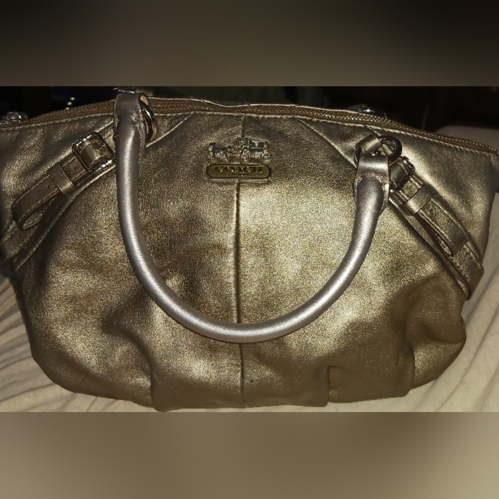 Coach Metallic Gold Leather Shoulder Bag